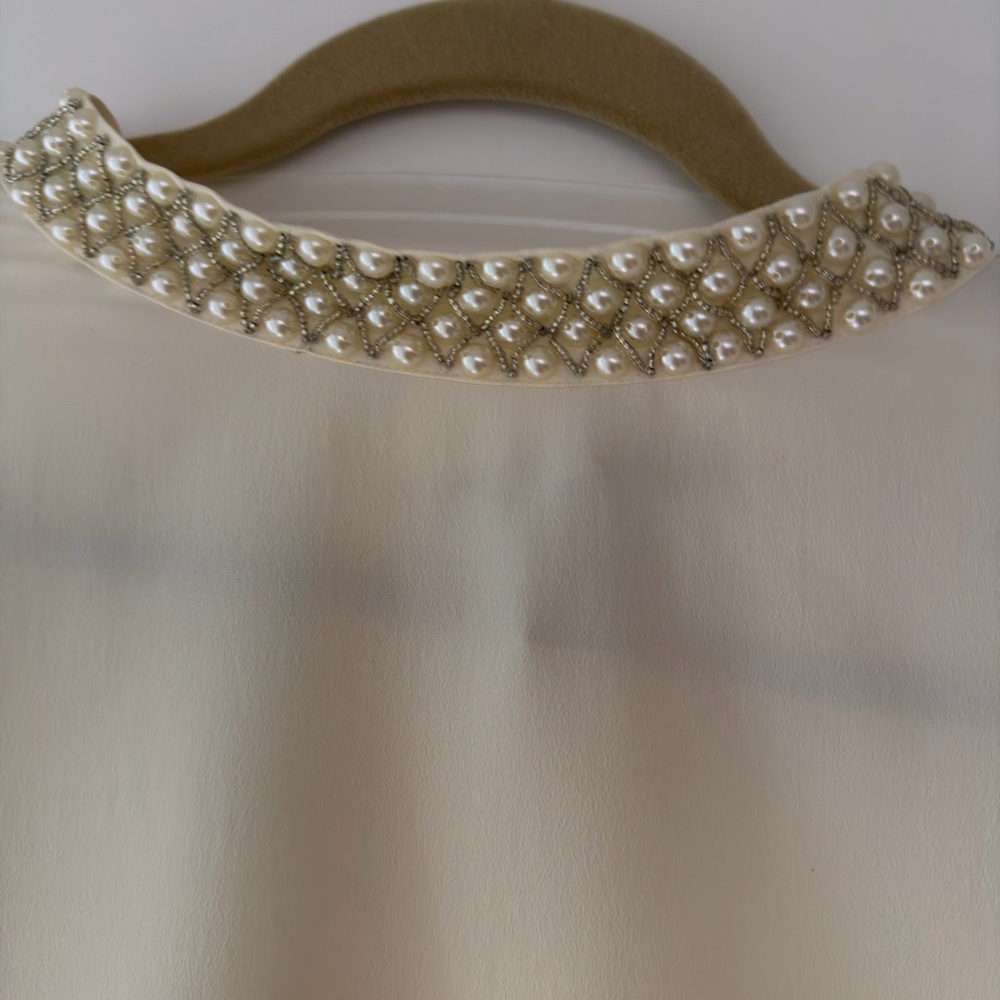 H&M Cream Blouse with Pearl Accents